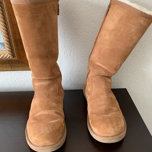 Tall tan suede zipper Ugg Boots.